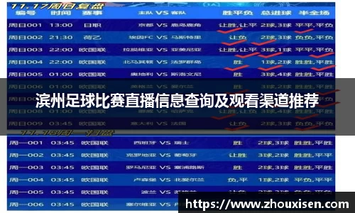 滨州足球比赛直播信息查询及观看渠道推荐